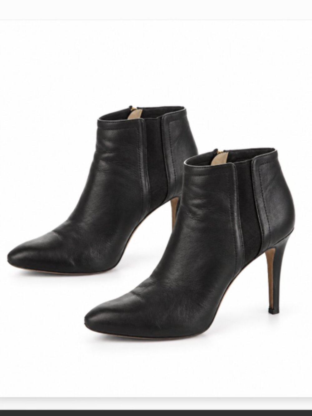 Jimmy Choo Leather Chelsea Ankle Booties Size 7 Black Stiletto Minimalist 90s